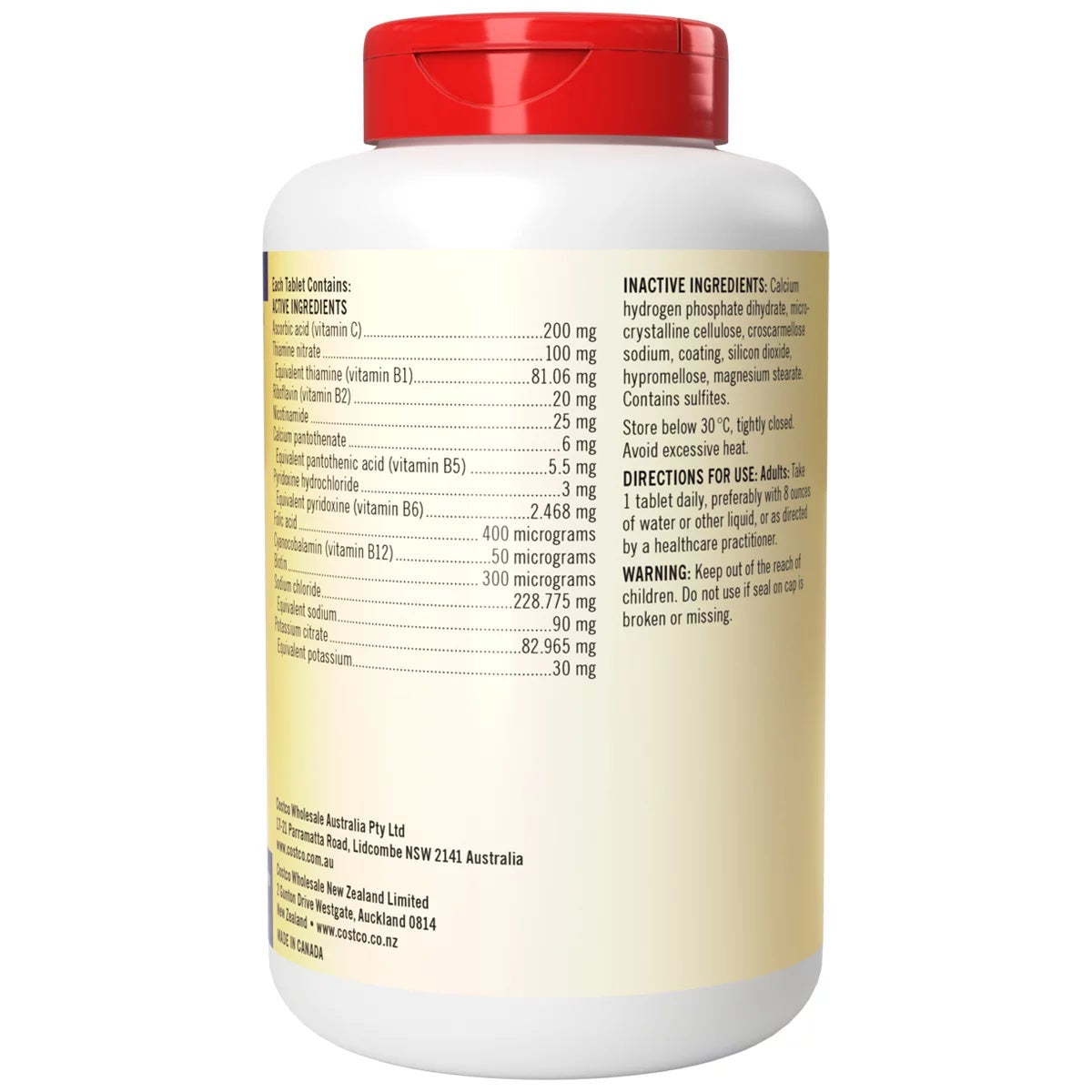 Kirkland Signature Super B Complex 250 Tablets With Vitamin C Electrolytes