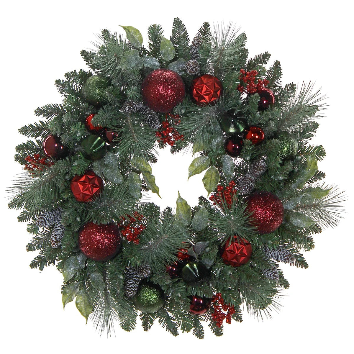 76.2cm Pre-Lit Christmas Wreath 76cm Red Artificial Holiday Door Decoration