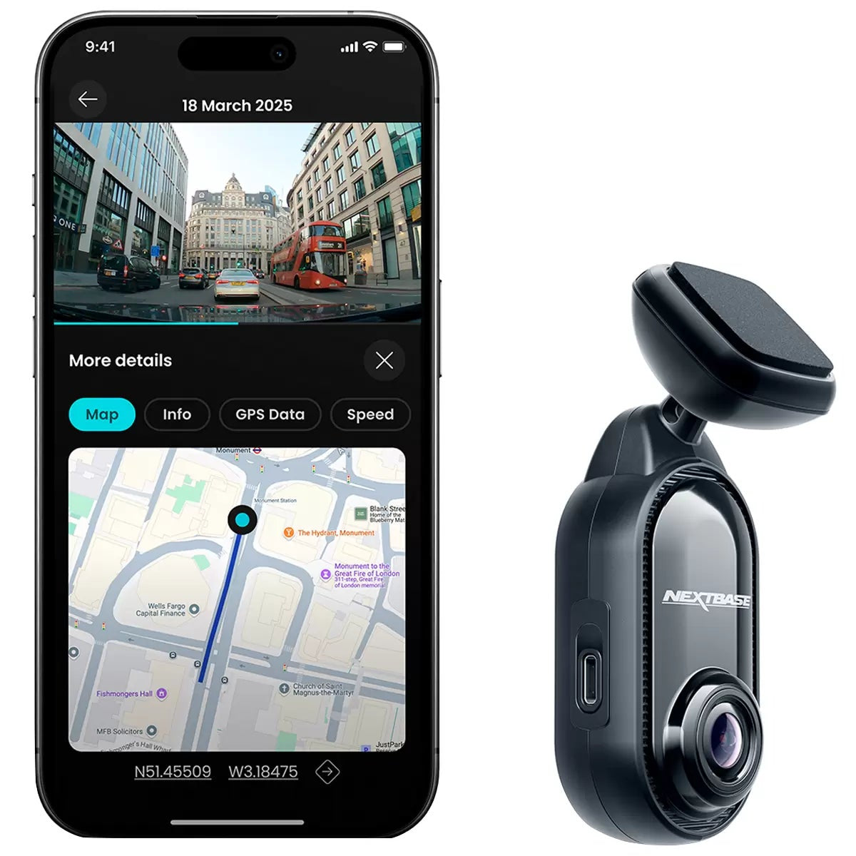 Nextbase Piqo 2K Dash Cam 32GB SD Card GPS WiFi Parking NBPIQO2K32GB
