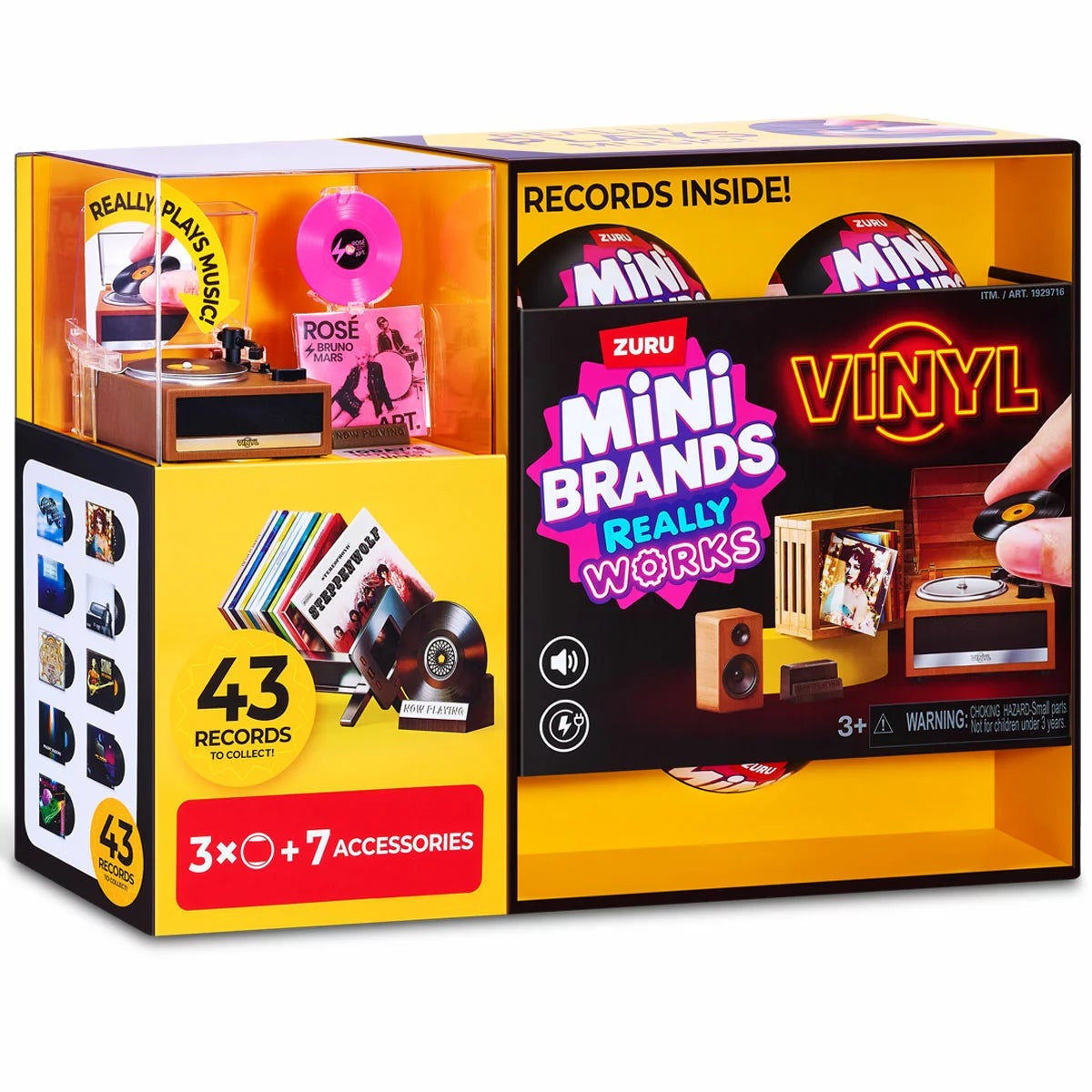 Mini Brands Mini Vinyl Record Player Set 3 Capsules 13 Mini Records Music Toy