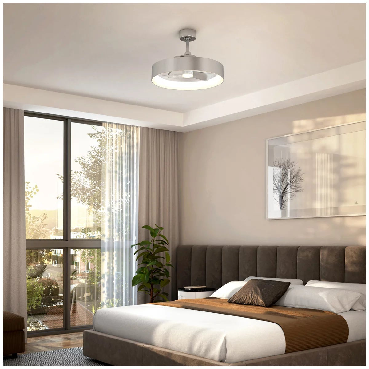 Artika Austin 58cm LED Ceiling Fan Brushed Nickel Remote 2000 Lumens 3 Speeds