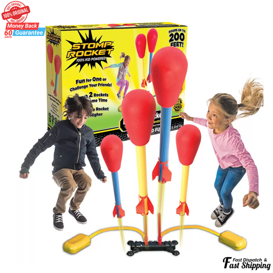 Stomp Rocket Dueling Rockets Stomp Powered Air Rockets with Launcher, 4 Pieces