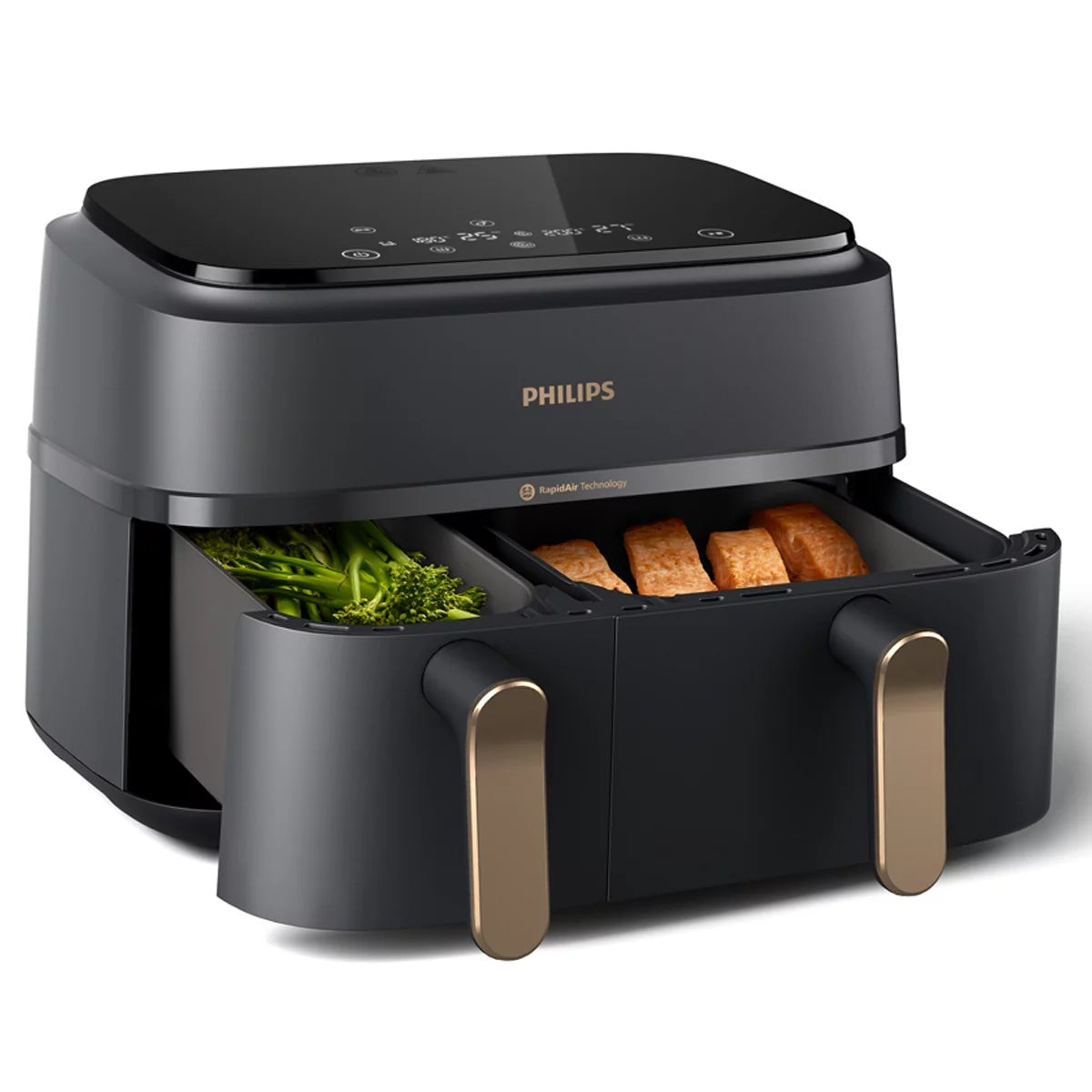 Philips 9L Dual Basket Air Fryer XXL NA352/00 Rapid Air Plus 8 Presets Black