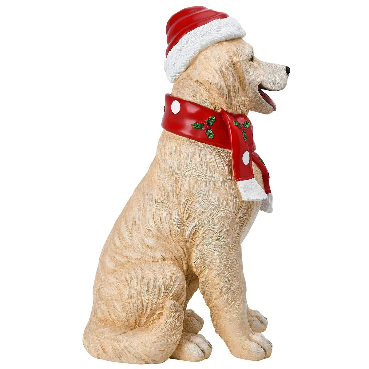 Christmas Golden Retriever Dog Greeter Resin Holiday Statue Indoor Decor