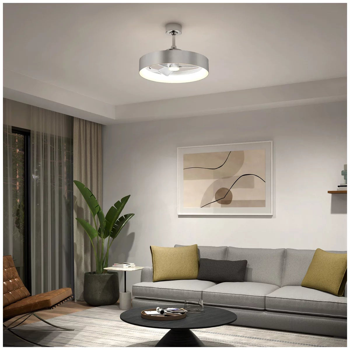 Artika Austin 58cm LED Ceiling Fan Brushed Nickel Remote 2000 Lumens 3 Speeds