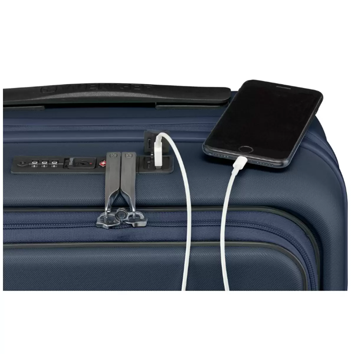 Wenger Skyon 2 Piece Hardside Luggage Set TSA Lock USB Expandable Navy Blue