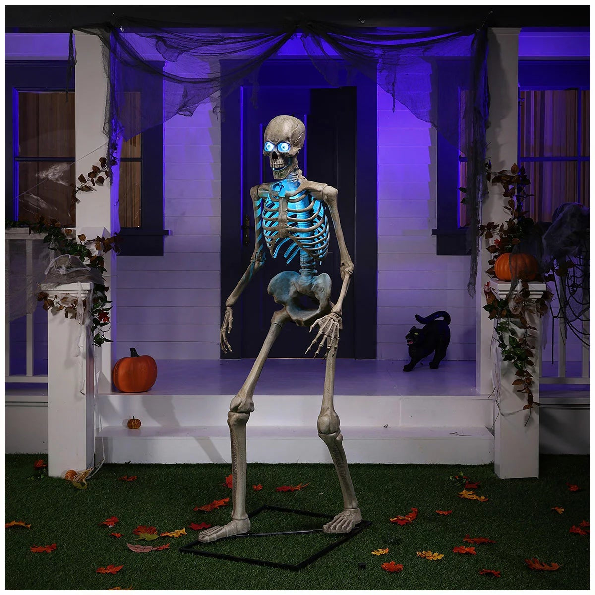 1.8M Animated Skeleton Greeter Halloween Decor Animatronic Prop Motion Sound LED