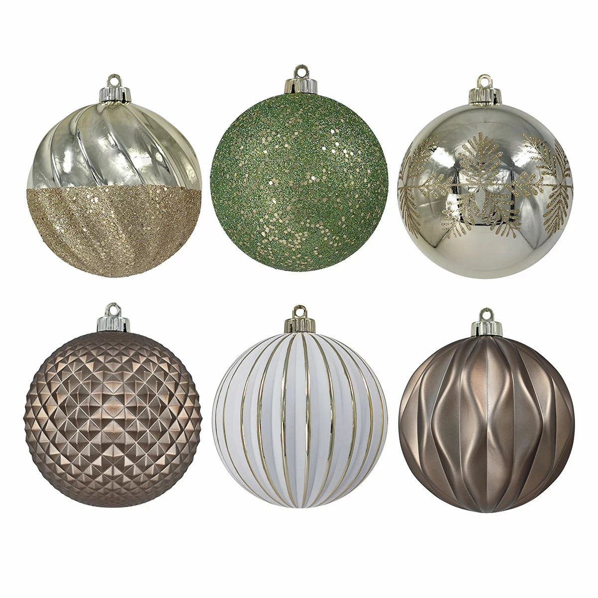 6 Piece 150mm Christmas Tree Ornaments Large Metallic Holiday Decor