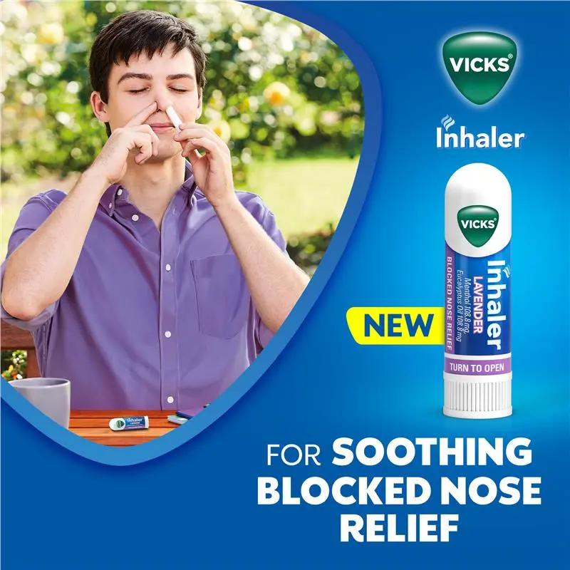 Vicks Portable Nasal Inhaler 4 Pack Menthol Relief for Blocked Nose Travel Size