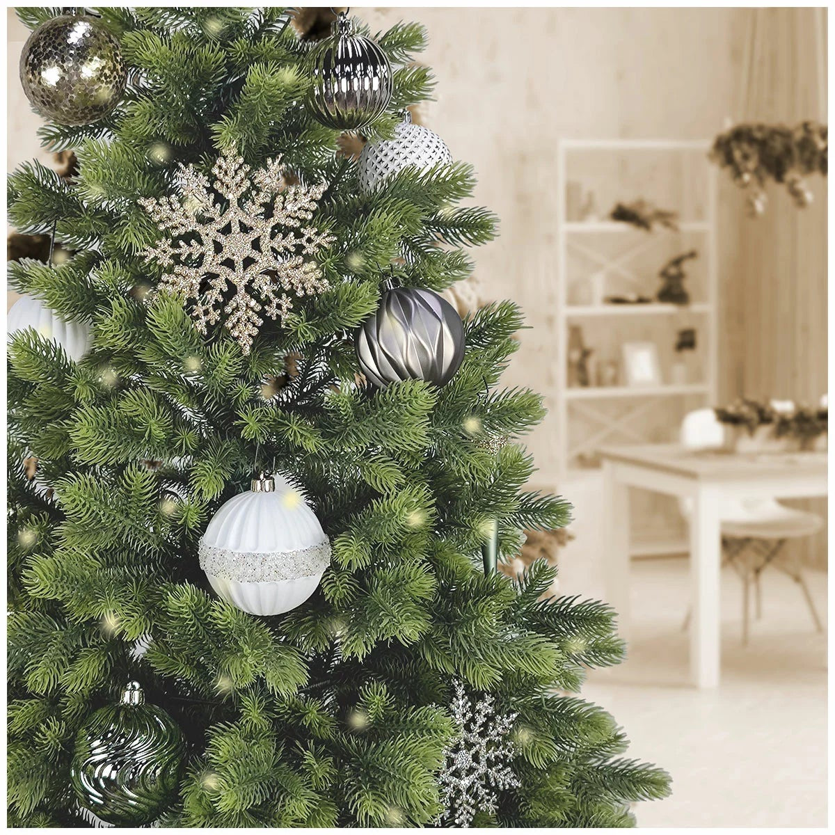 CGH Christmas Tree Decoratio Ornaments 80 Piece Set Shatter Resistant Metallic