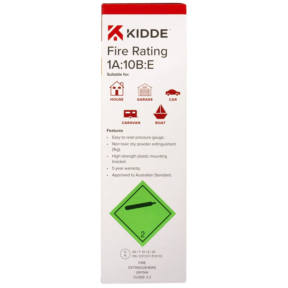 Kidde 1kg Fire Extinguisher Twin Pack 1A10BE Multi Purpose Safety Protection