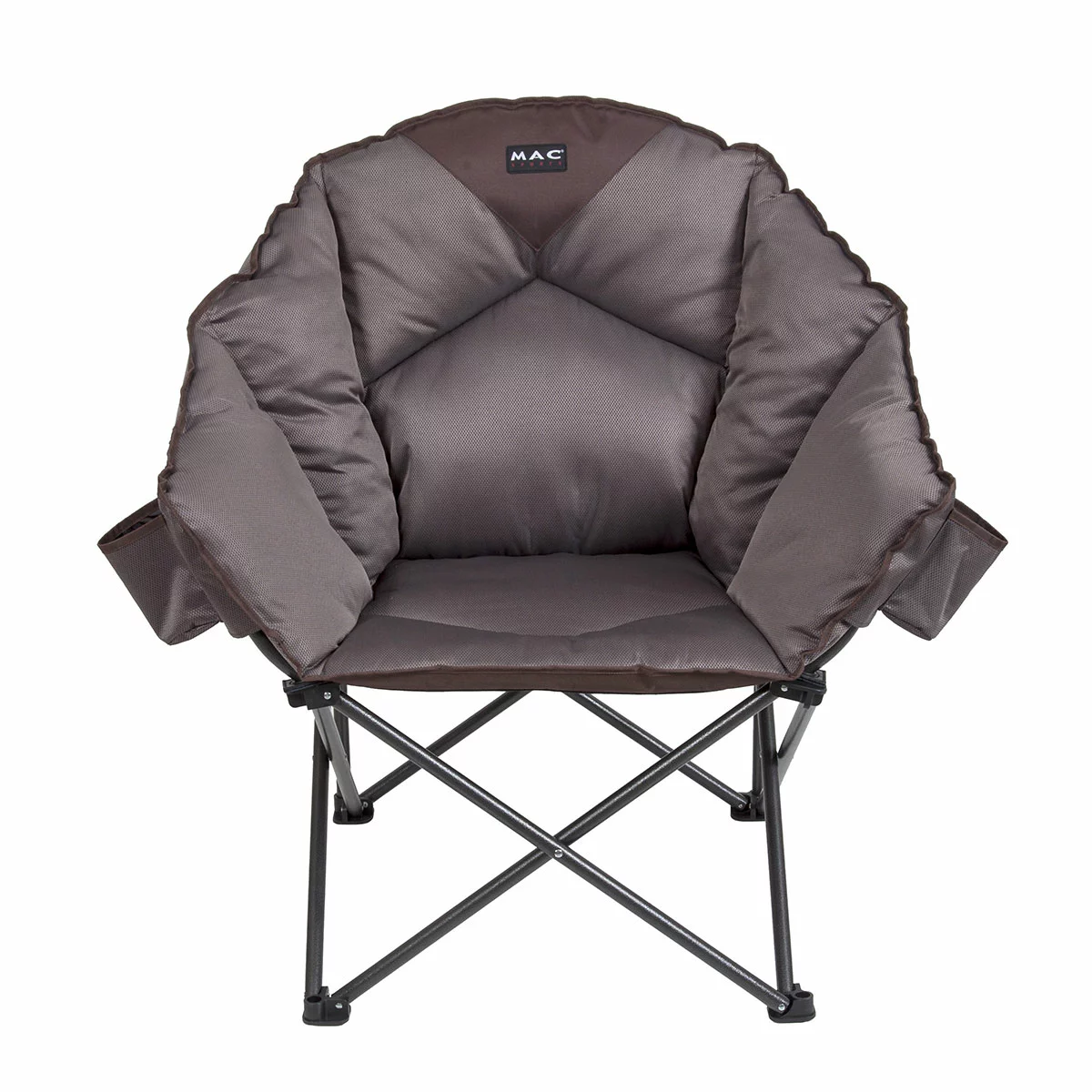 Mac Sports Extra Padded Foldable Moon Club Chair Brown Heavy Duty Outdoor 227kg