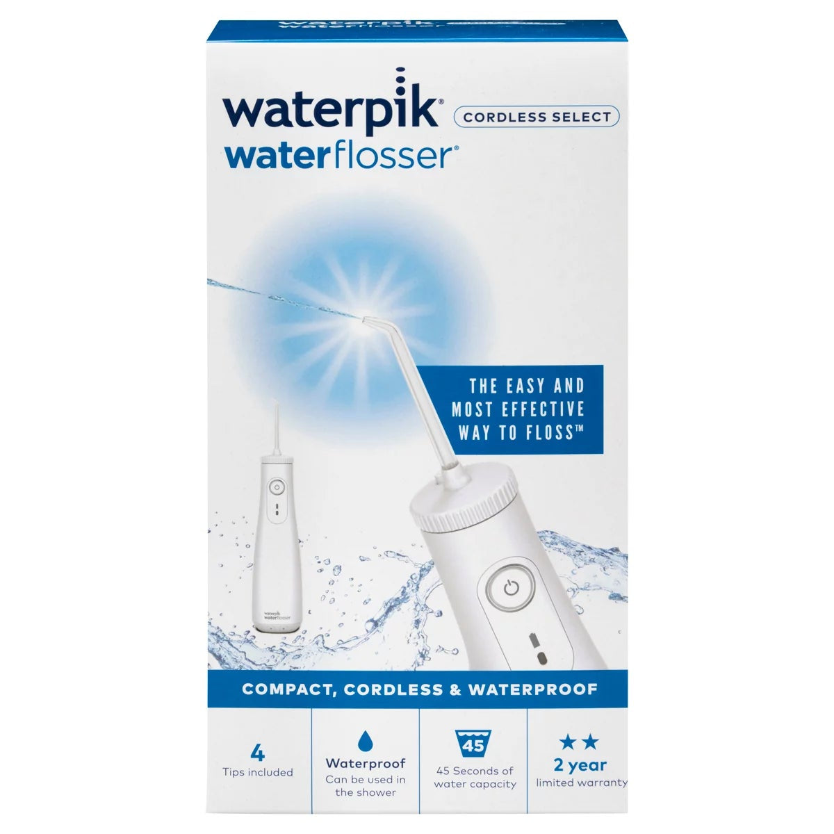 Waterpik Cordless Select Water Flosser WF-10A010 White Rechargeable Waterproof