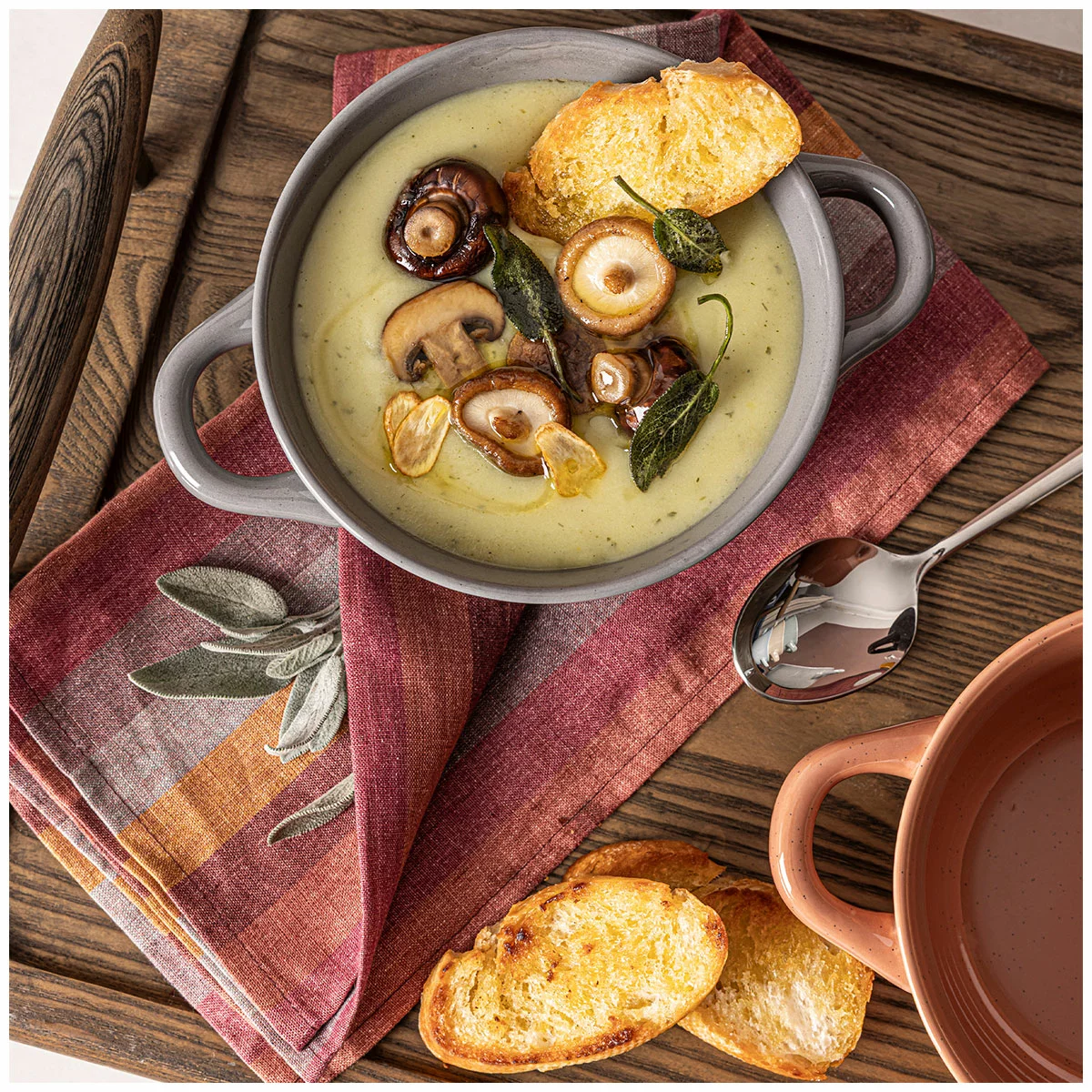 over&back Soup Bowls with Handle 6 Piece Stoneware Set Microwave Safe