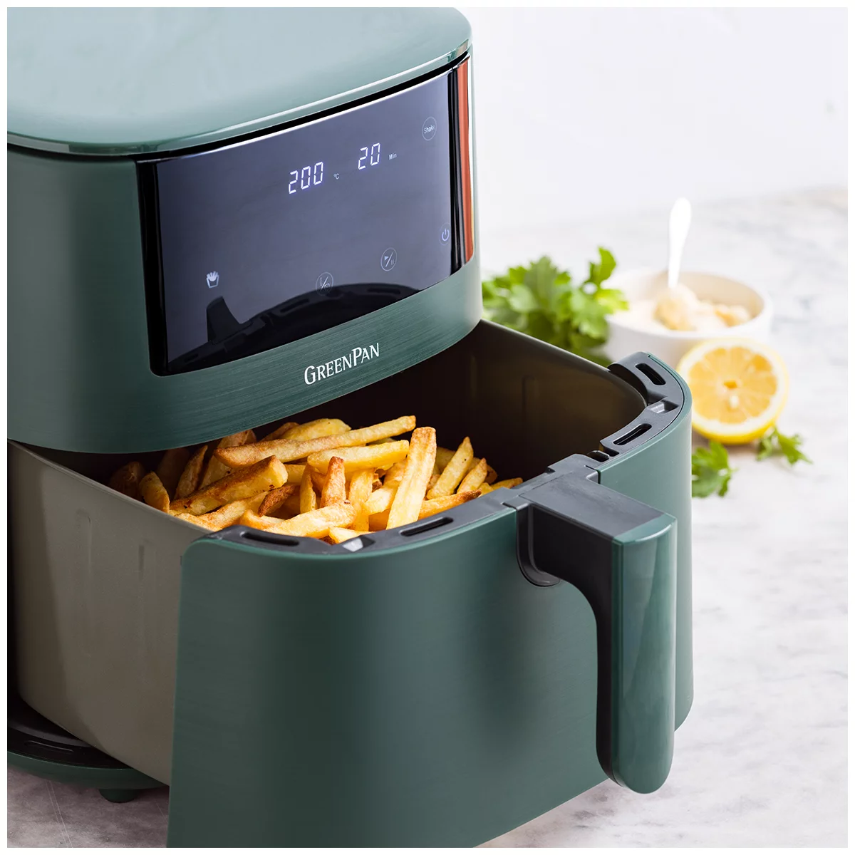 GreenPan Bistro XL Air Fryer 7.2L Single Basket Airfryer - Pine Green Free Shipping