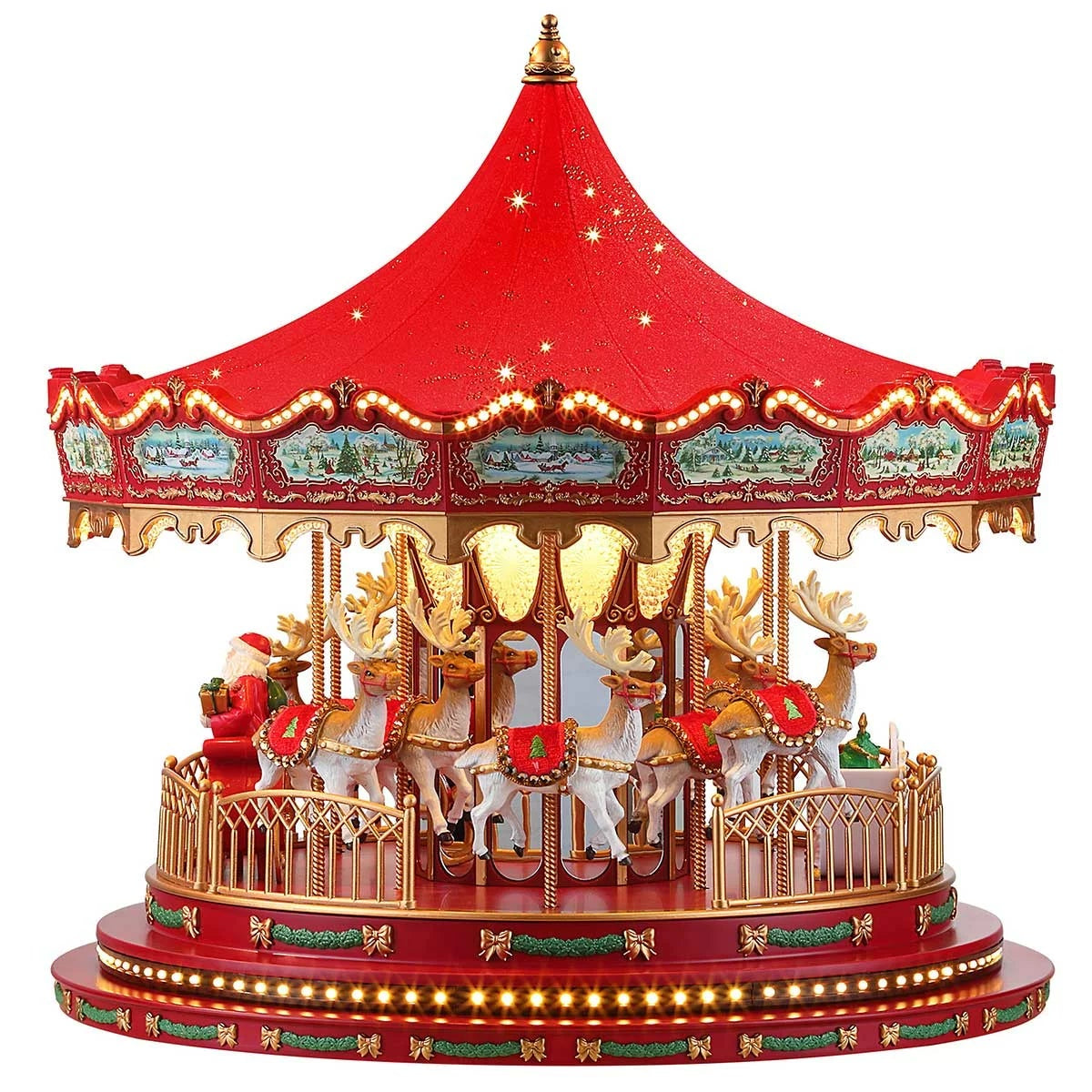 Mr Christmas 44cm LED Christmas Carousel Music Rotating Reindeer Decor