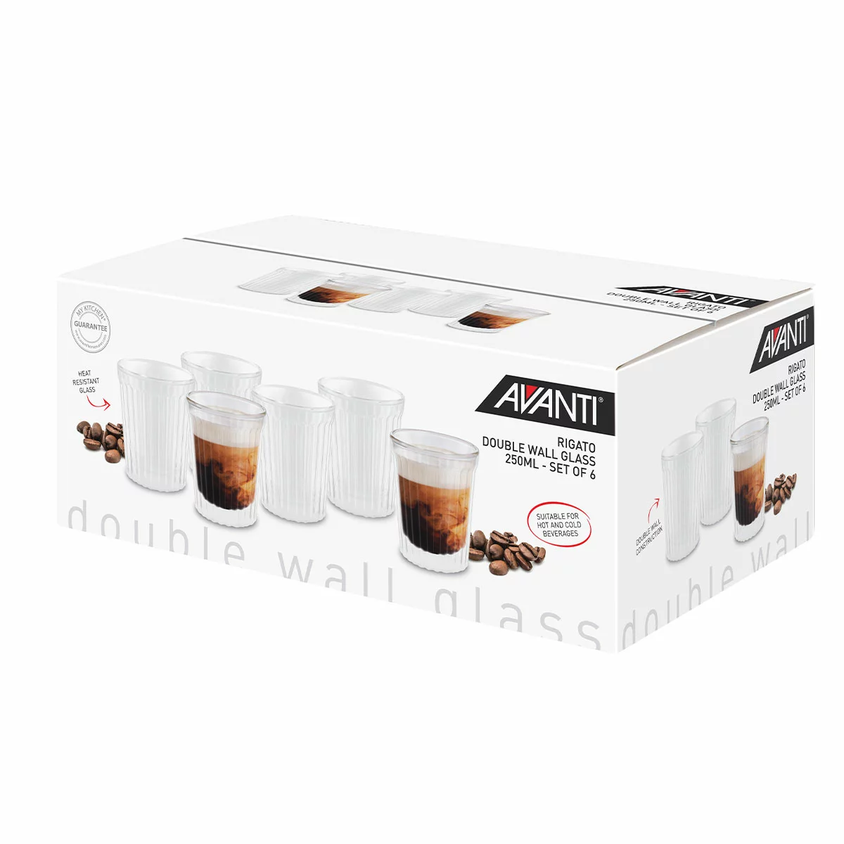 Avanti Double Wall Drink Glass 6 x 250ml – Premium Borosilicate Glass Set