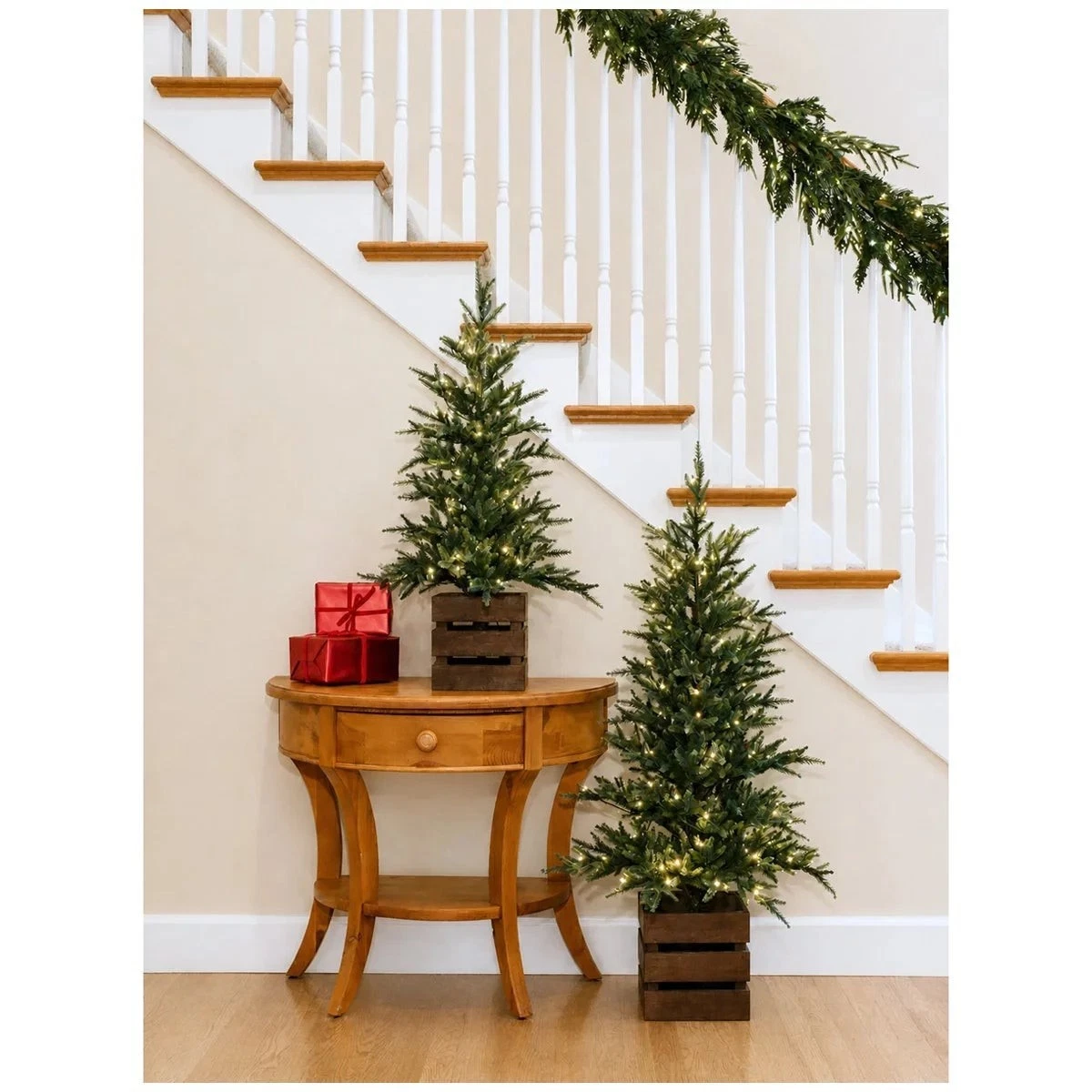 CGH Pine Trees 2Piece Set Warm White LED Twinkle Lights 1.2m 0.9m Christmas Tree