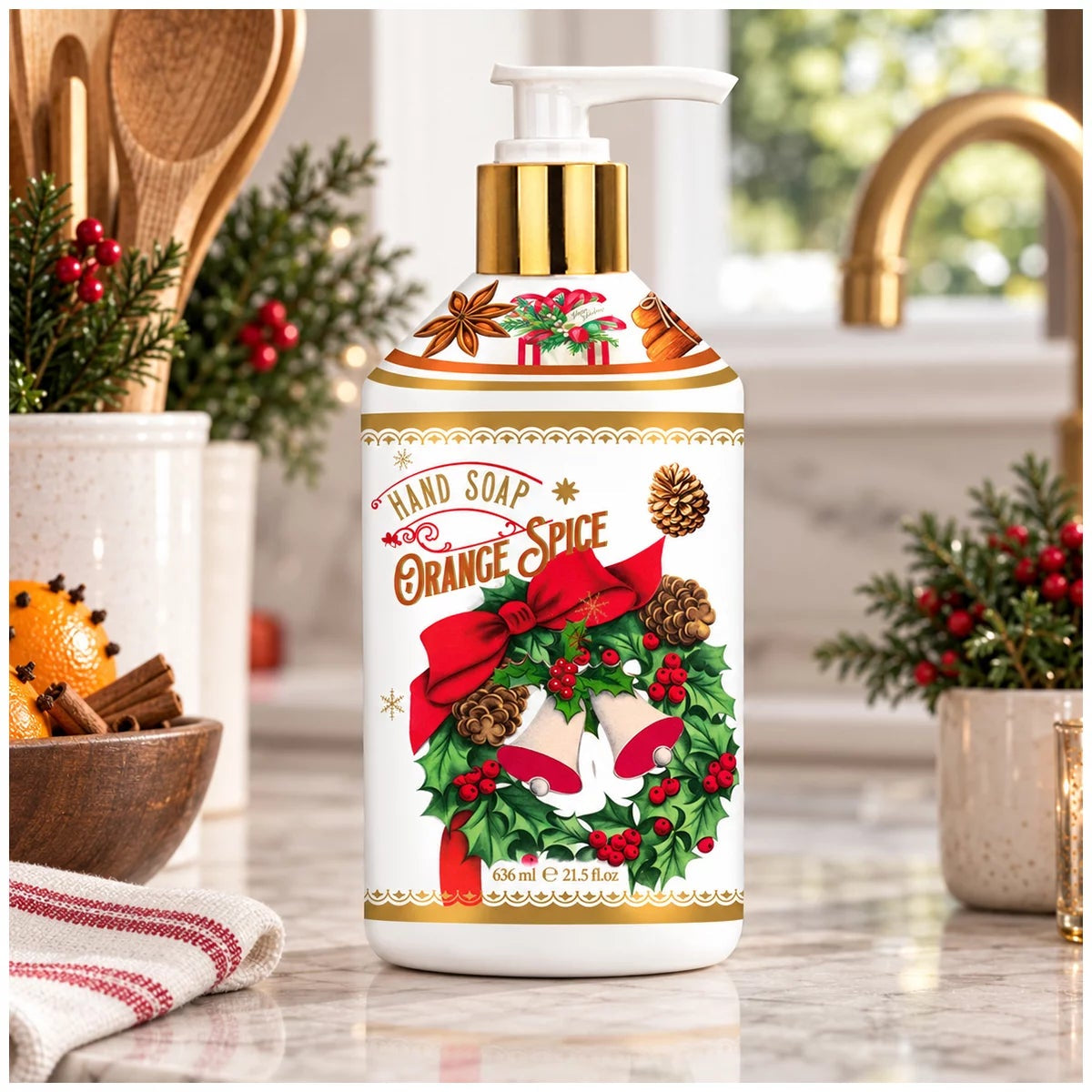 Christmas Hand Soap 4 Pack 636ml Each Festive Scented Liquid Hand Wash