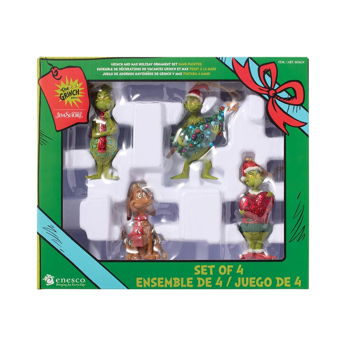 Grinch Christmas Ornaments 4 Piece Jim Shore Hand Painted Holiday Set