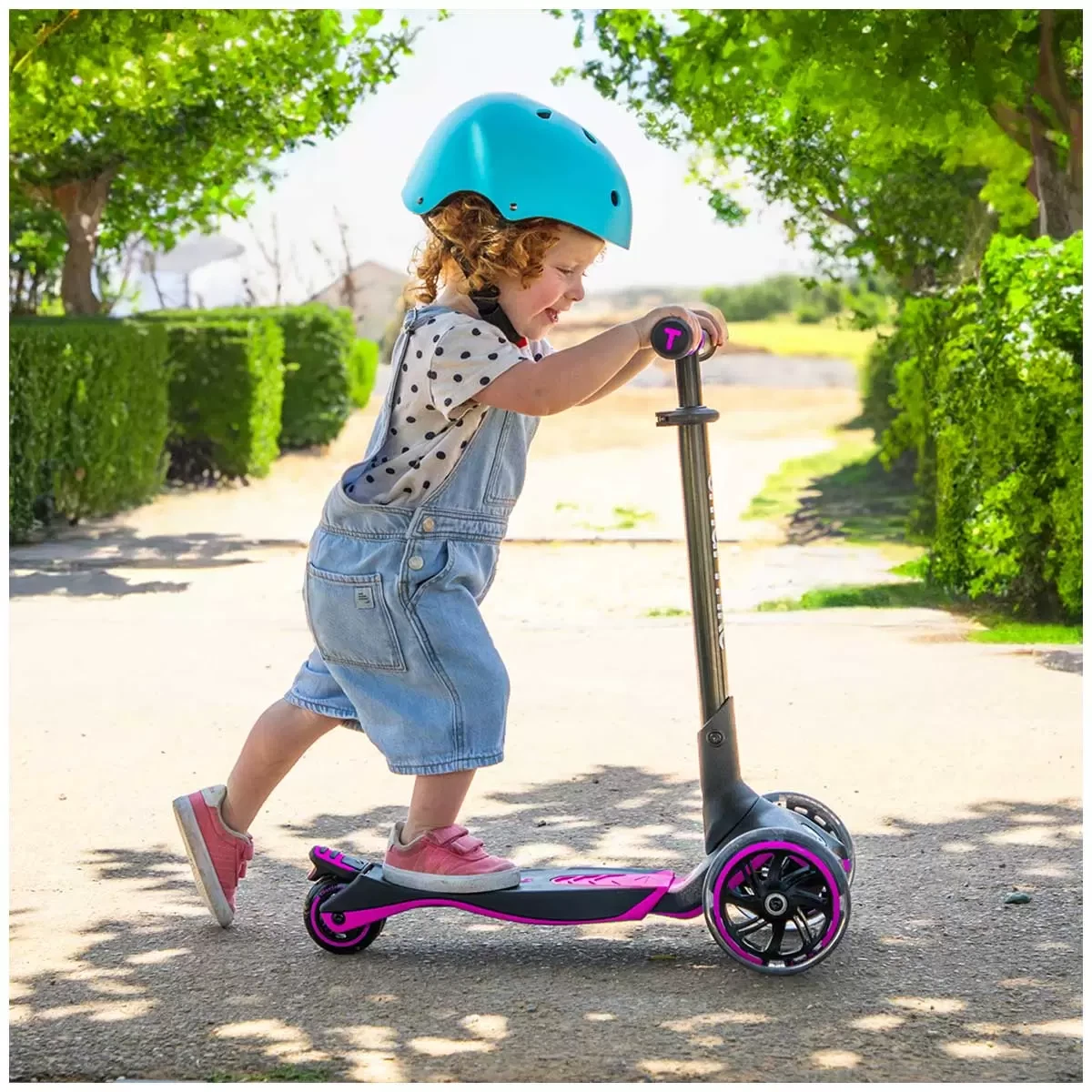 SmarTrike Xtend Ride-On Pink 5-in-1 Kids Scooter Ride On 12M-12Y LED Wheels