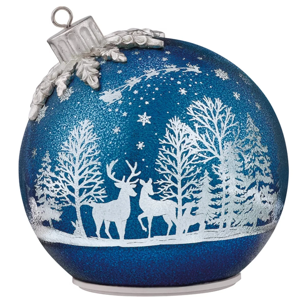 Seasonal Rotating Glass Balls 2 Piece Set Blue Decorative Christmas Decor
