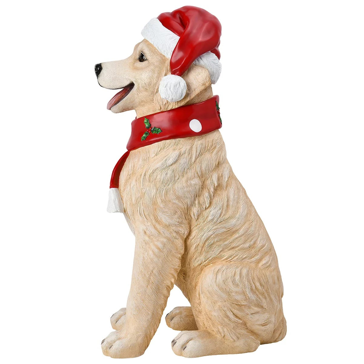 Christmas Golden Retriever Dog Greeter Resin Holiday Statue Indoor Decor