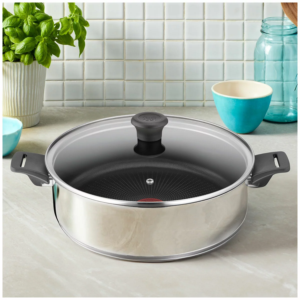 Jamie Oliver by Tefal Family Pan Stainless Steel 30cm Non-Stick Induction W/ Lid