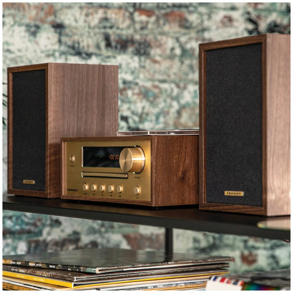 Crosley Parker Radio CD Player Walnut Bluetooth FM AUX Stereo CR3503A-WA4