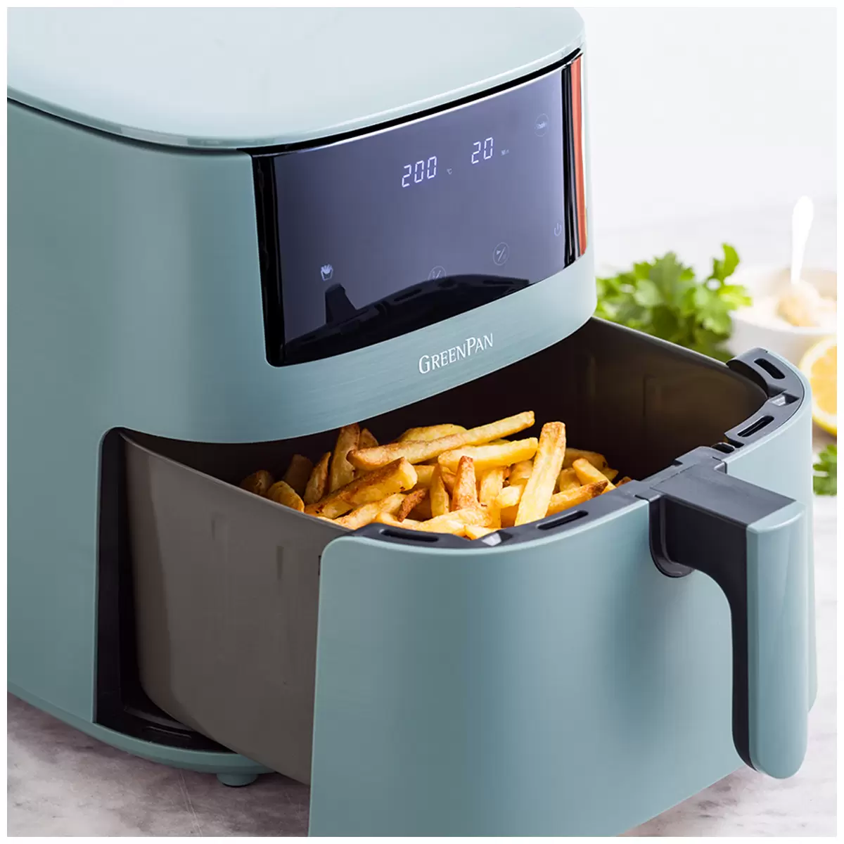 GreenPan Bistro XL Air Fryer 7.2L Single Basket Airfryer- Smokey Sky Blue Free Shipping