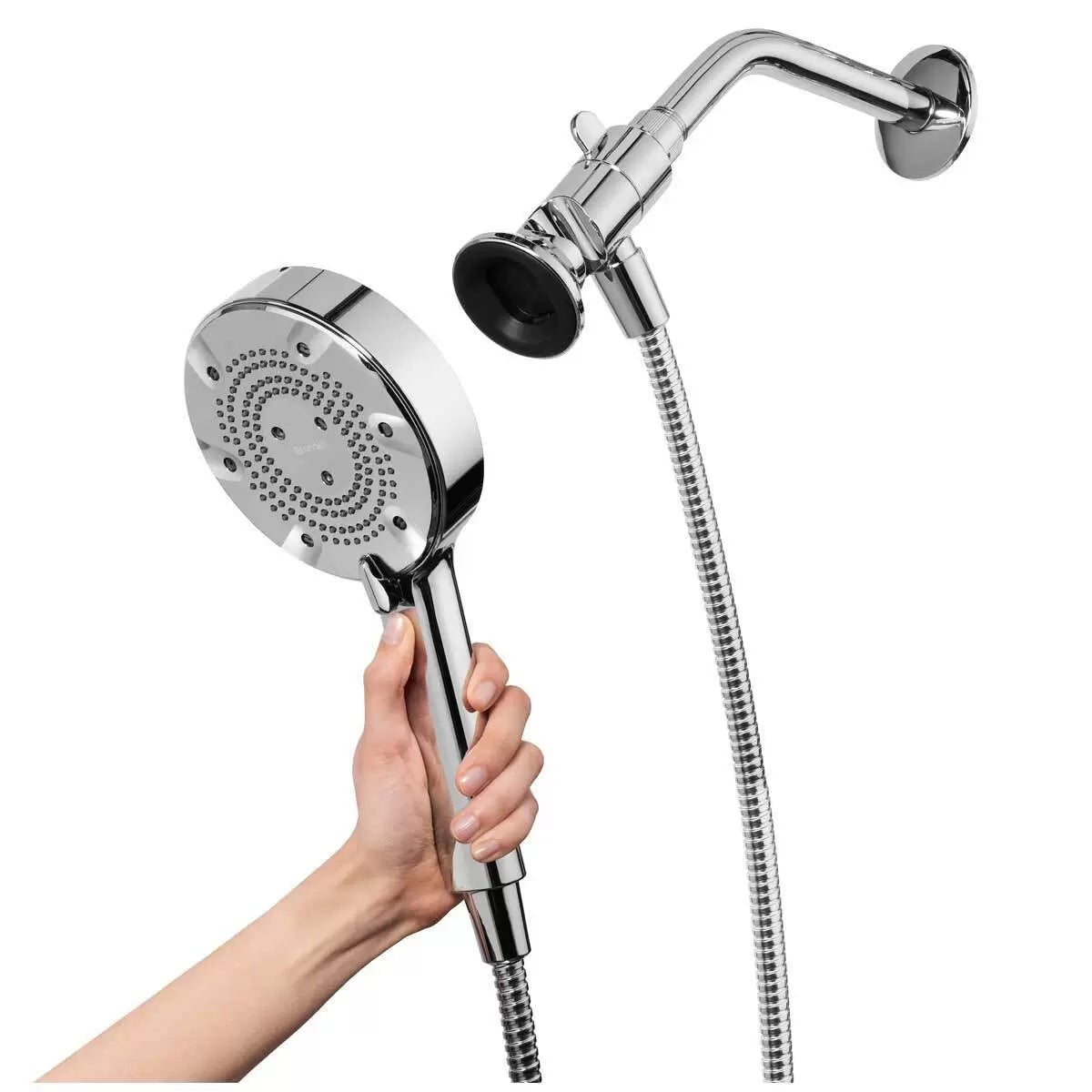 Brondell Powerspray Shower Adjustable Head 5 Spray Dual Docking Chrome Handheld