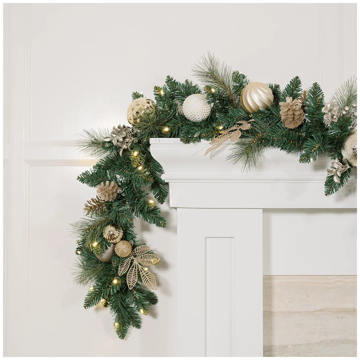 2.7M Pre-Lit Christmas Garland 90 LED Decorated Holiday Greenery