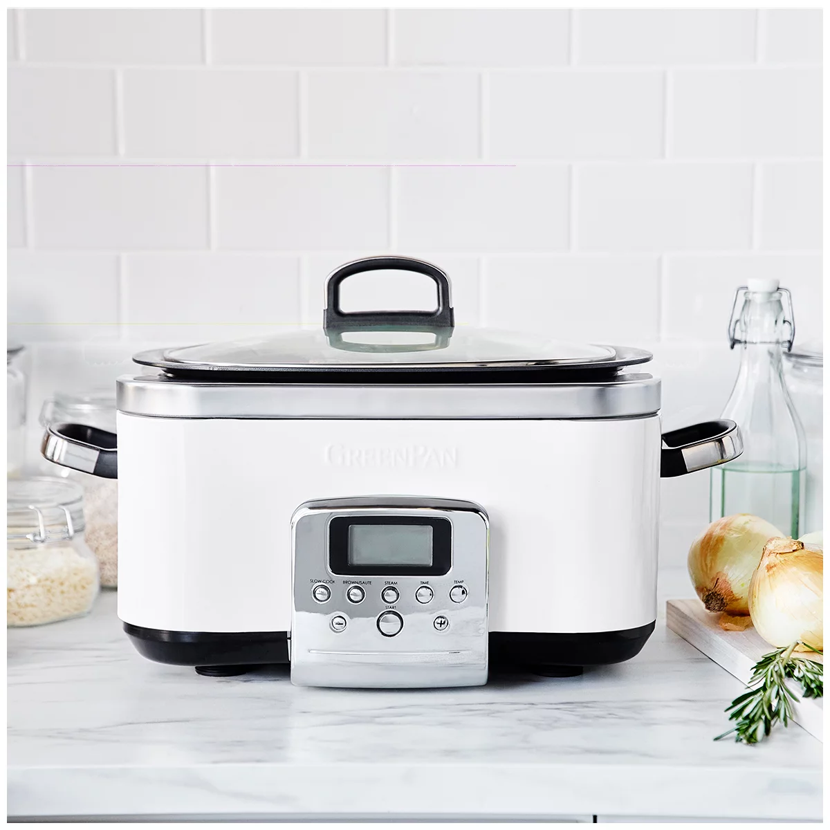 GreenPan Elite Cloud Cream Electric Slow Cooker 230V 2200W Home Kitchen Cookware Free shipping