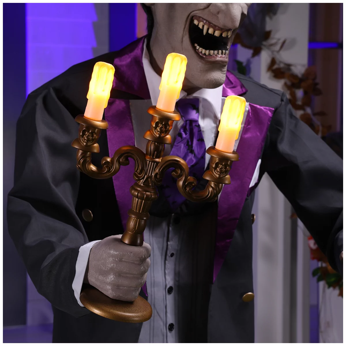 Animated Halloween Vampire Butler 188.8cm LED Eyes Sound Motion Sensor Decor