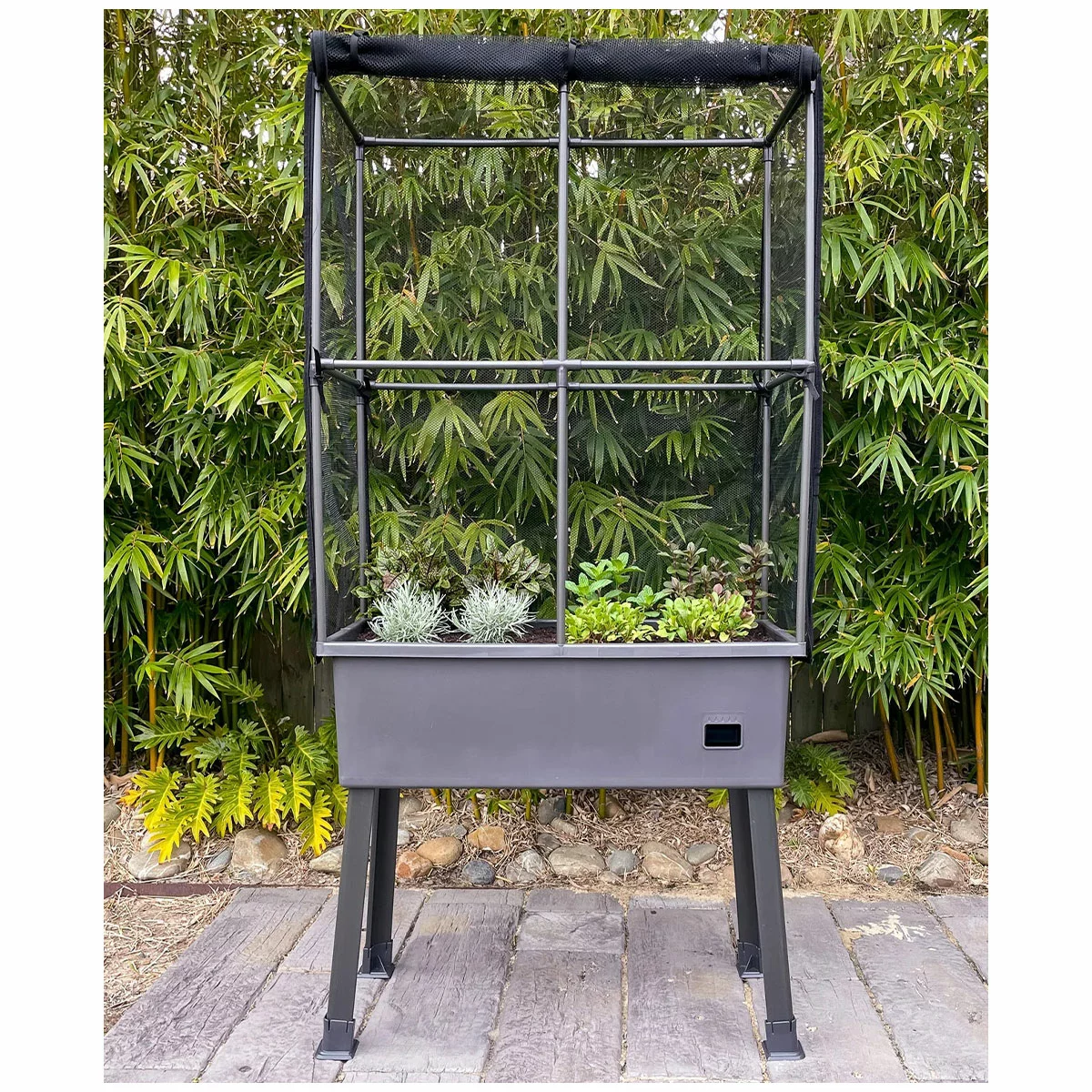 Greenlife Mobile Garden Planter Box With Leg Kit Greenhouse Netting Cover