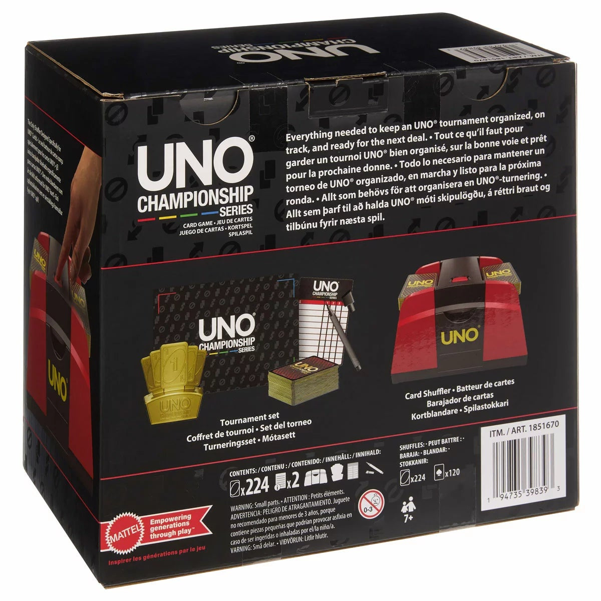 UNO Championship Tournament Set Bundle with Automatic Card Shuffler 224 Cards