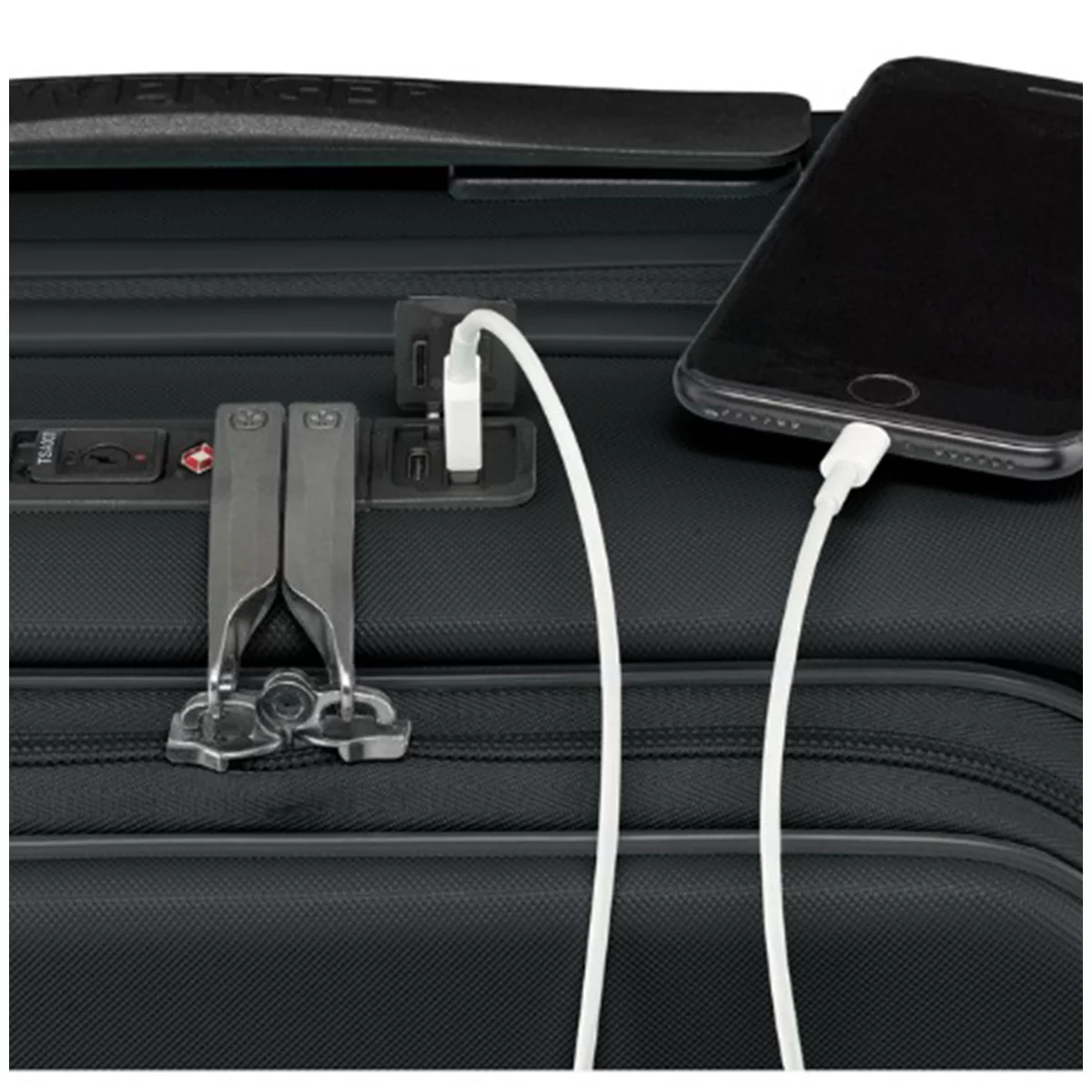 Wenger Skyon 2 Piece Hardside Luggage Set TSA Lock USB Expandable Black