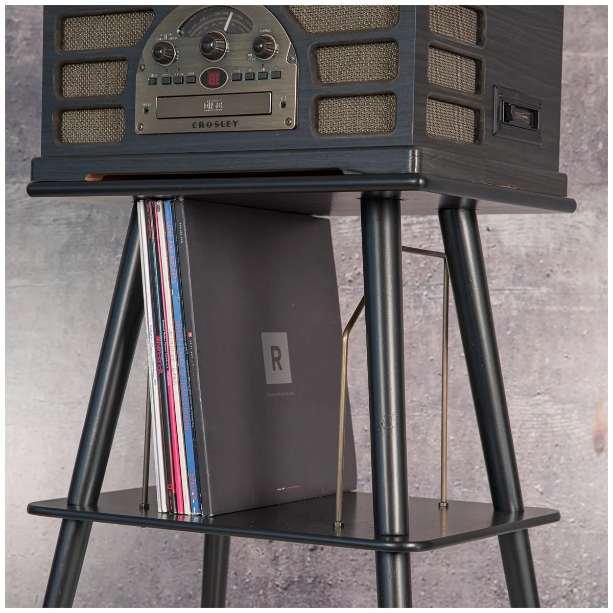 Crosley Manchester Turntable Stand Black Vinyl Record Storage CRST66-BK