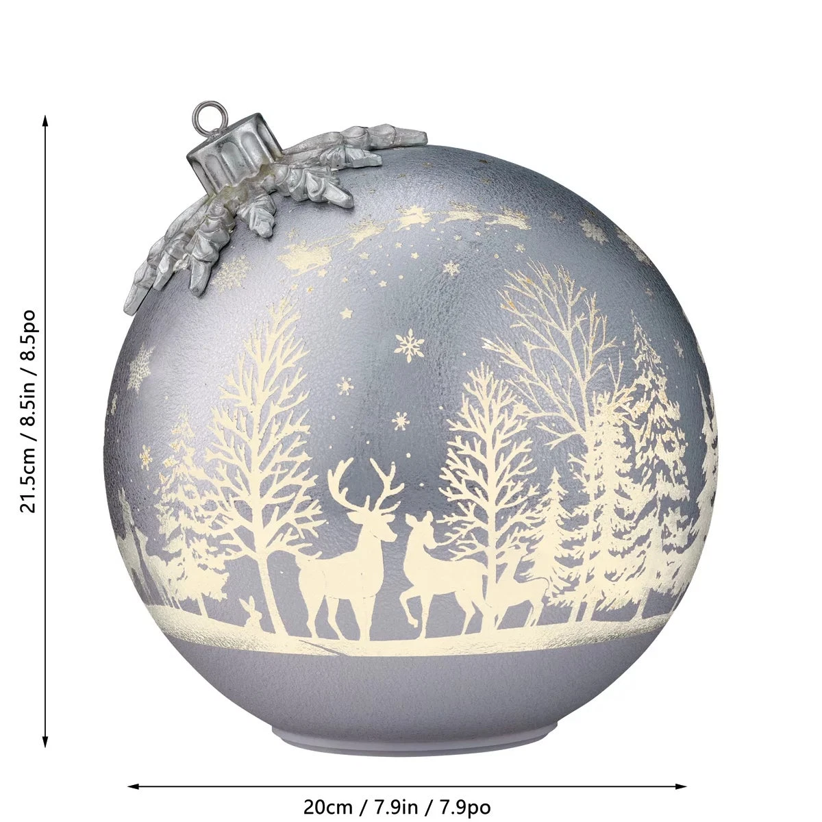Seasonal Rotating Glass Balls 2pc Silver LED Christmas Holiday Home Decor