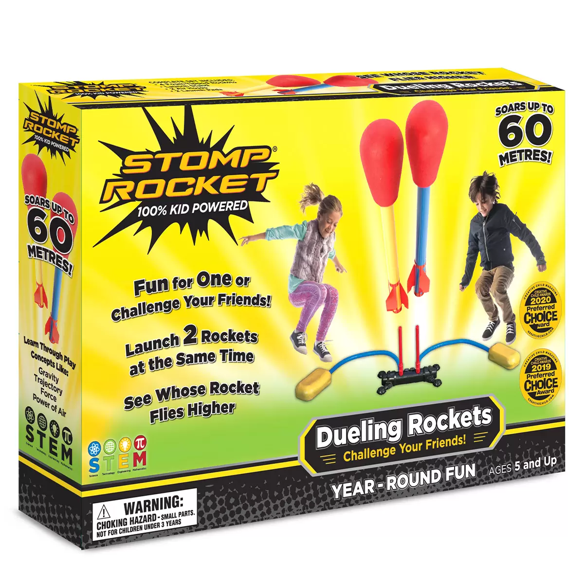 Stomp Rocket Dueling Rockets Stomp Powered Air Rockets with Launcher, 4 Pieces