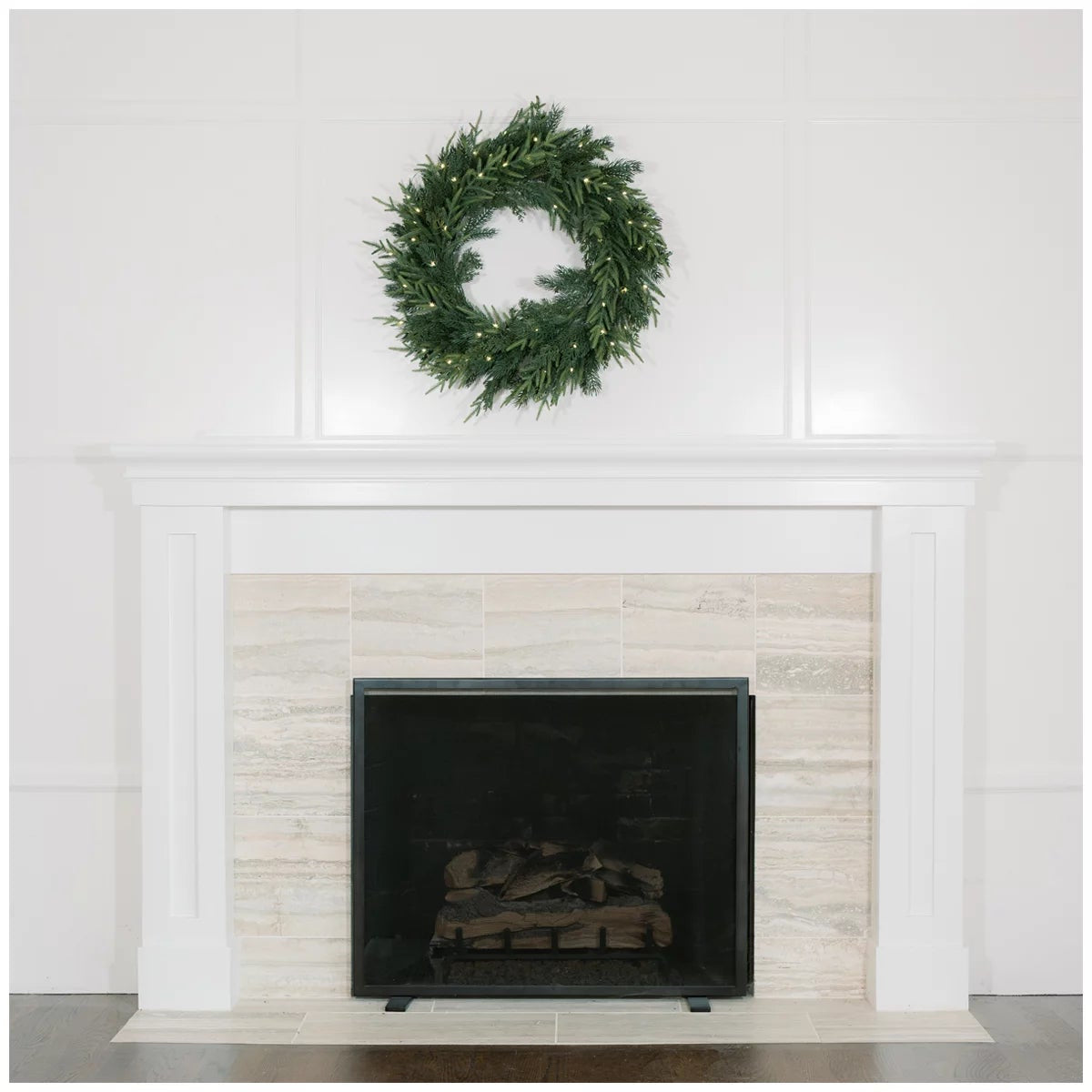 30 Inch Pre-Lit Norfolk Pine Christmas Wreath Battery LED Holiday Decor