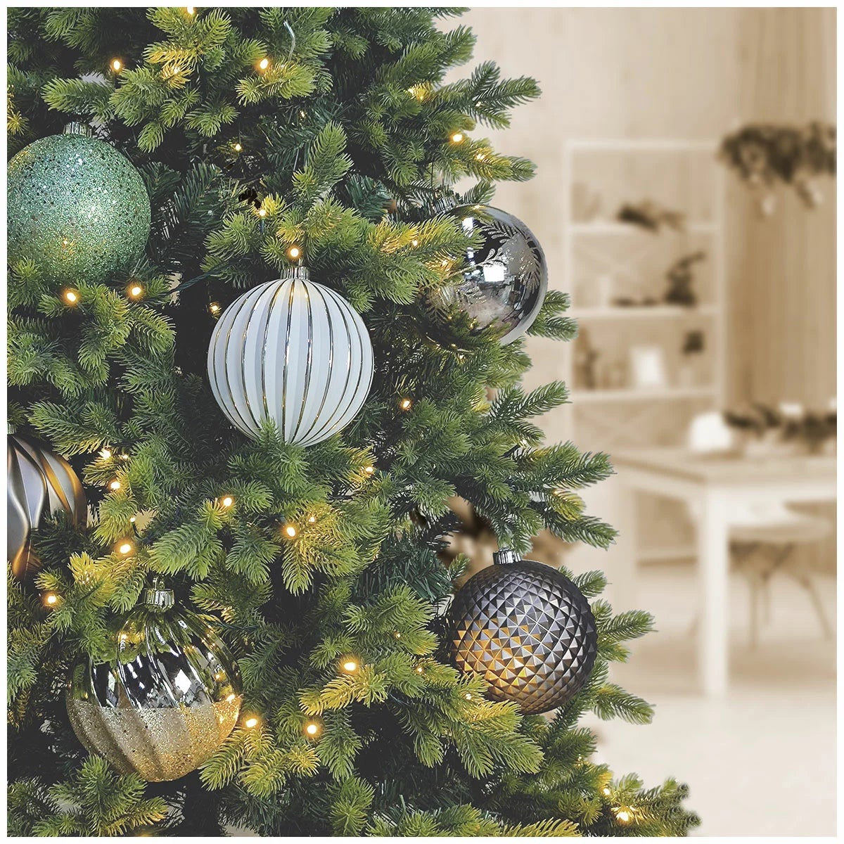 6 Piece 150mm Christmas Tree Ornaments Large Metallic Holiday Decor