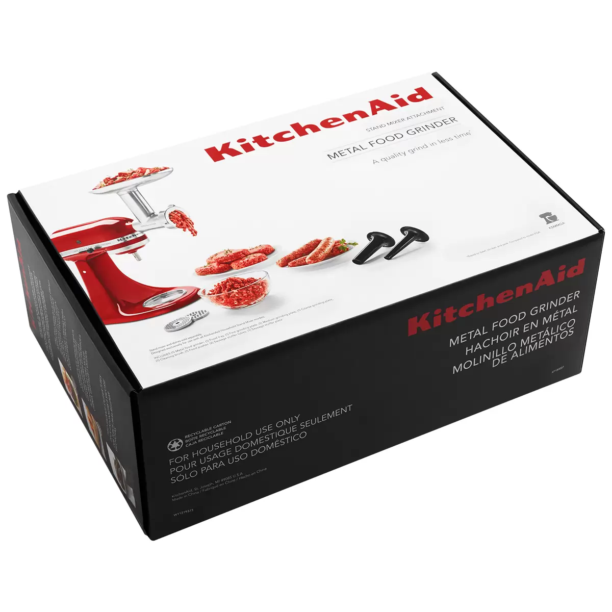 KitchenAid Metal Food Grinder Attachment 5KSMMGAA Stand Mixer Meat Grinder