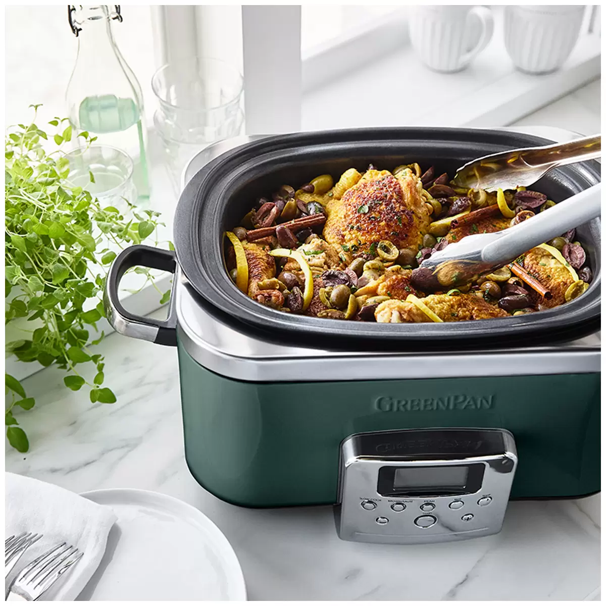 GreenPan 6L Slow Cooker CC009380-001 Pine Green Home Kitchen Cookware Free Shipping
