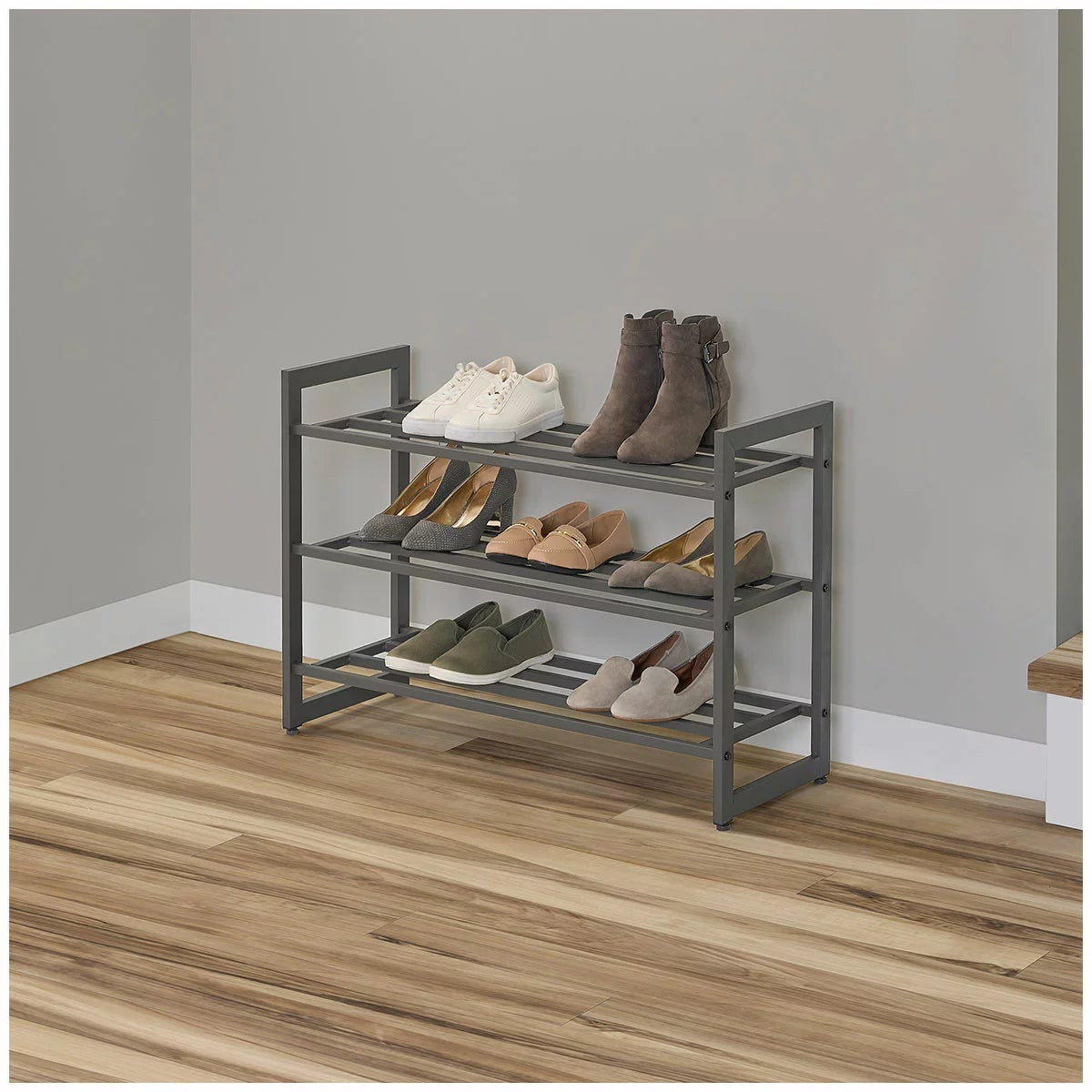 Neatfreak Heavy Duty 3 Tier Shoe Rack Stackable Metal Charcoal Grey