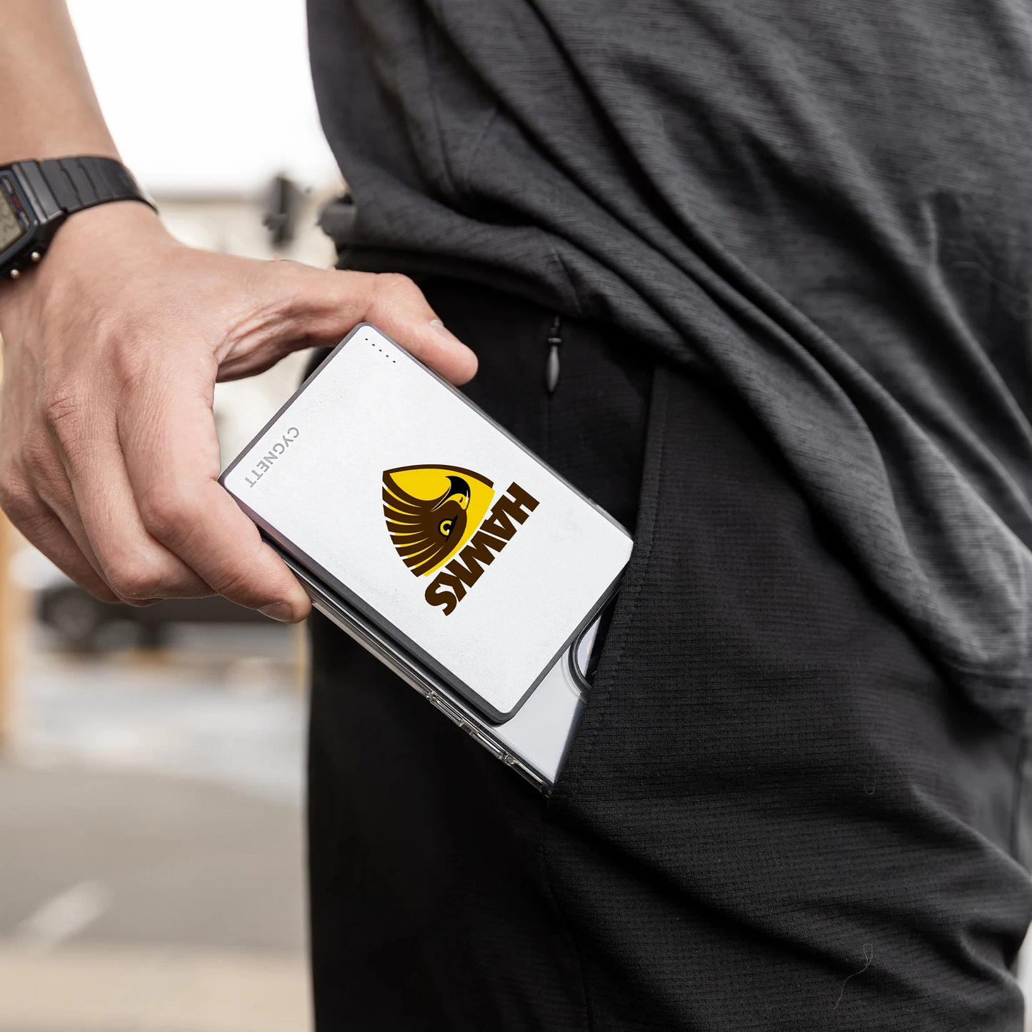 Cygnett 5K Slim Mag Power Bank Hawthorn Hawks Magnetic Wireless Charger
