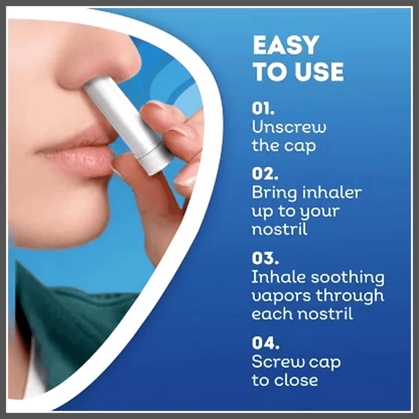 Vicks Portable Nasal Inhaler 4 Pack Menthol Relief for Blocked Nose Travel Size