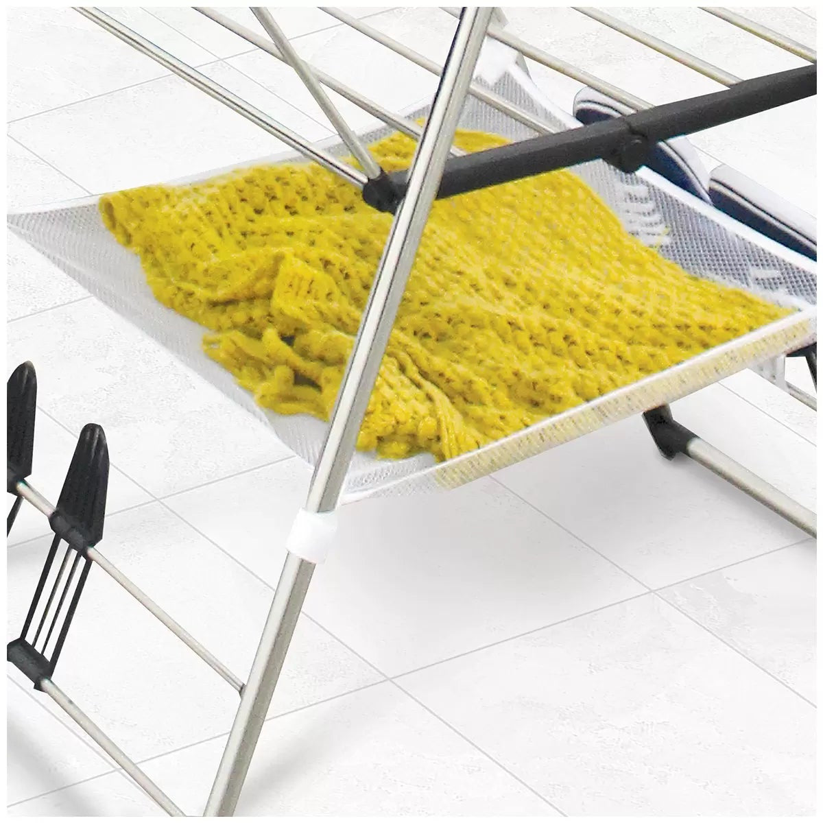 Mesa Gullwing Clothes Drying Rack Folding With Mesh Shelf Shoe Holders 12M Grey