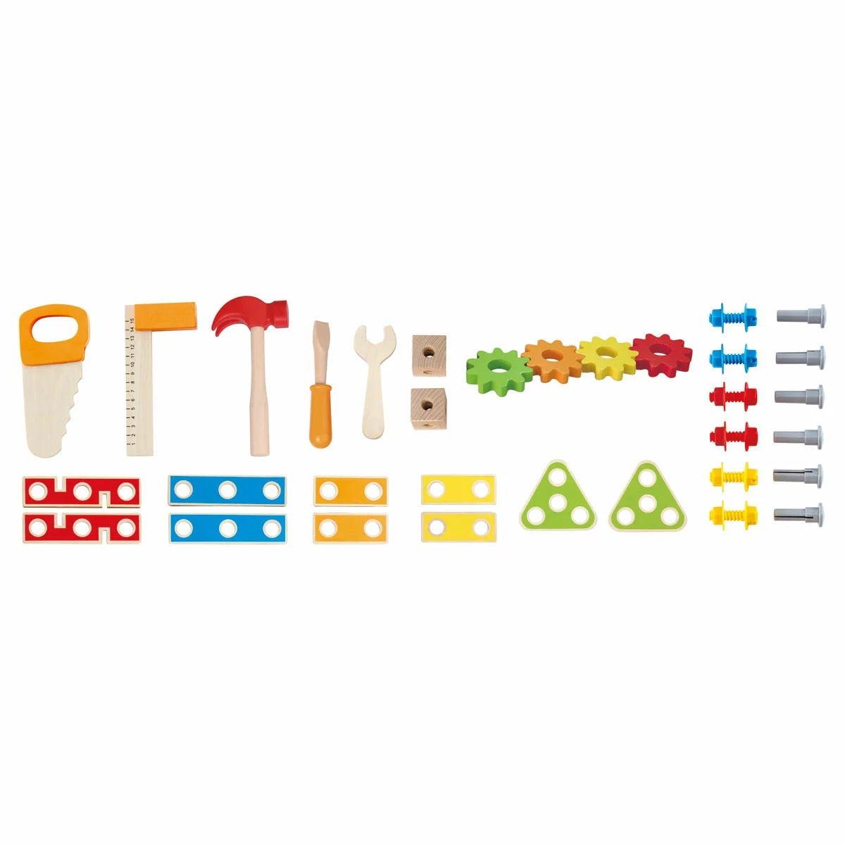 Hape Wooden Kids Workbench 35pc Tool Set Hammer Saw Screwdriver 3+ Years