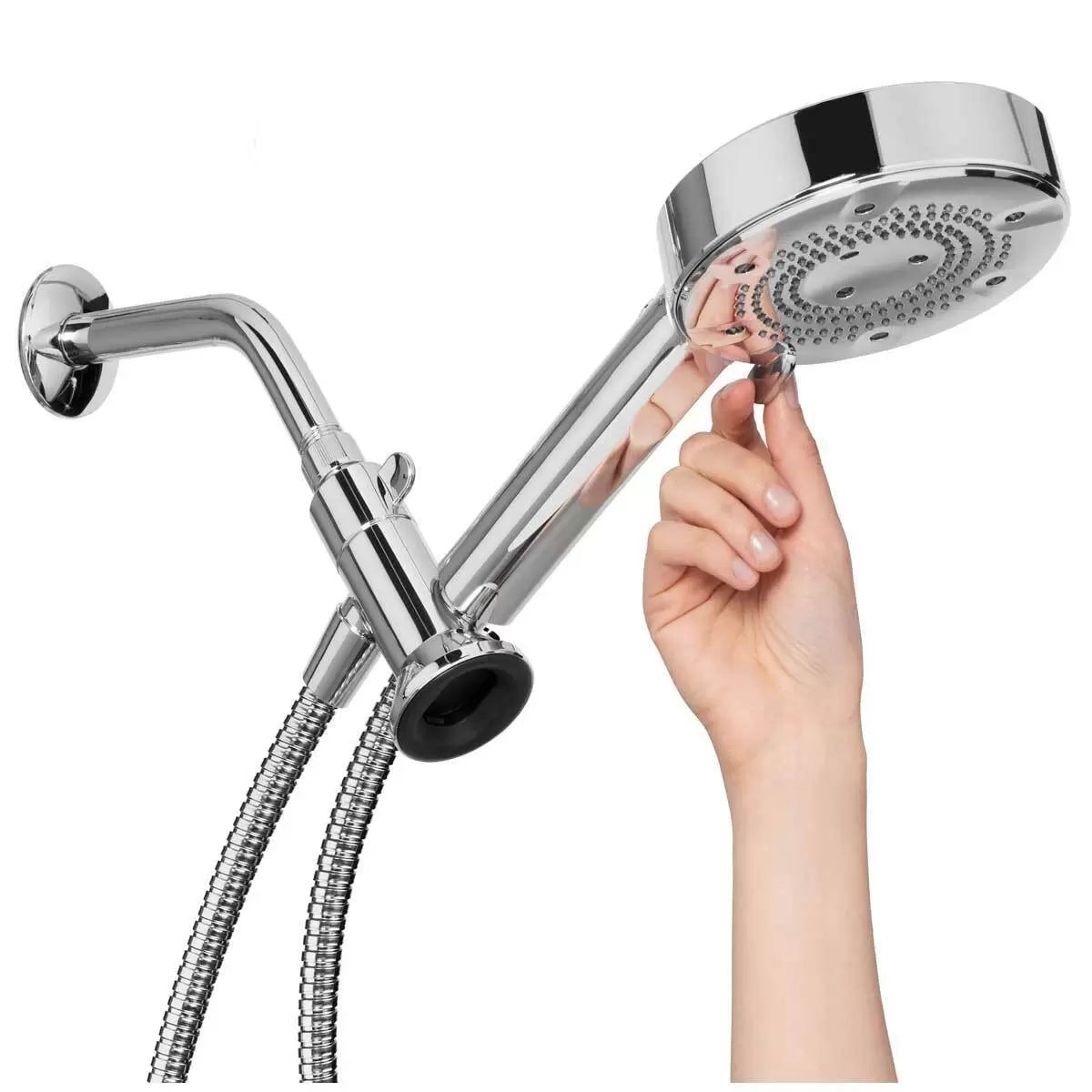 Brondell Powerspray Shower Adjustable Head 5 Spray Dual Docking Chrome Handheld